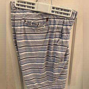 Polo Ralph Lauren Mens Chino Shorts Stretch Classic Fit Striped Blue White 34